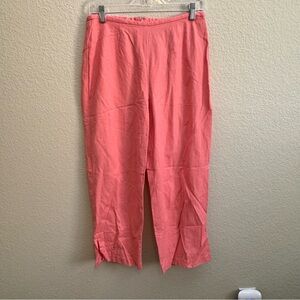 Norton McNaughton Women's Pant Size 12‎ Pink Linen Blend Back Zip Eyelets at Hem